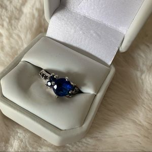 Blue Sapphire Multi Stone Ring 10K Gold Plated